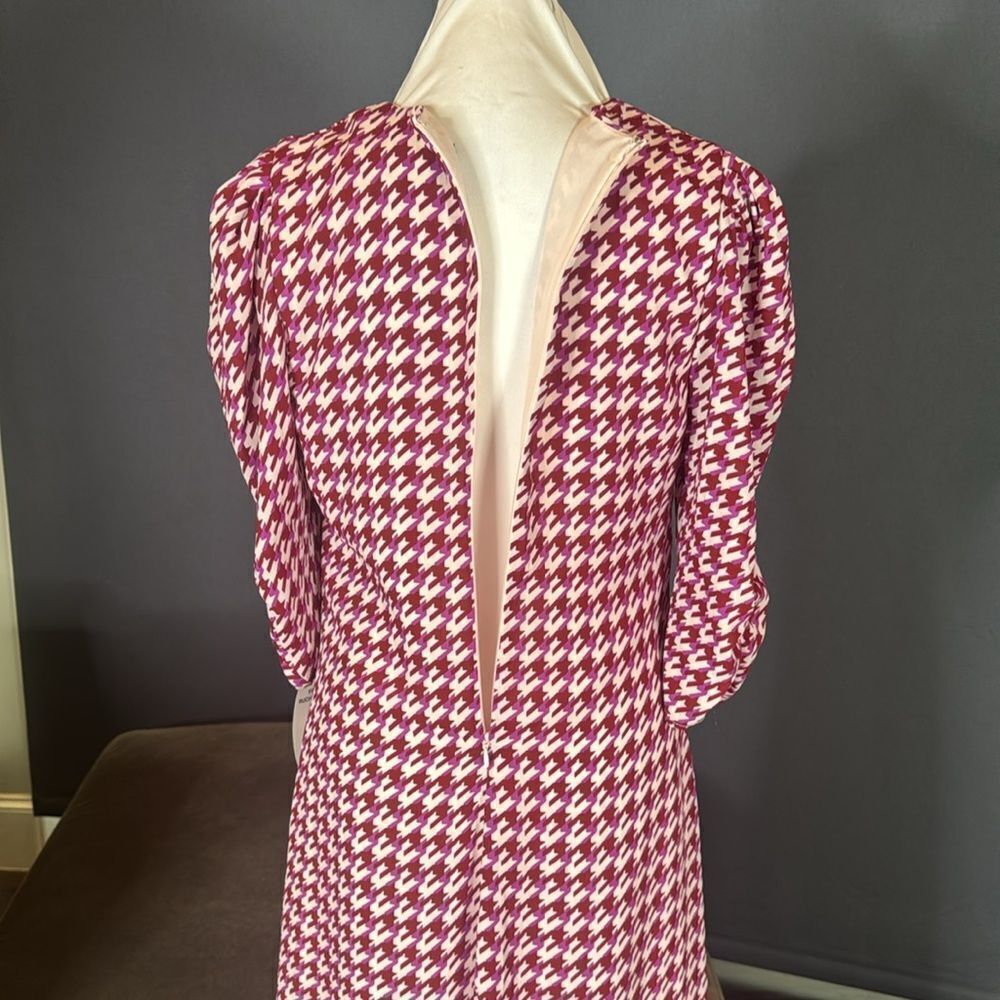Women’s Scoop Ruched Front Dress 3/4 Sleeve Houndstooth Size XS (0-2) NEW - Picture 15 of 16